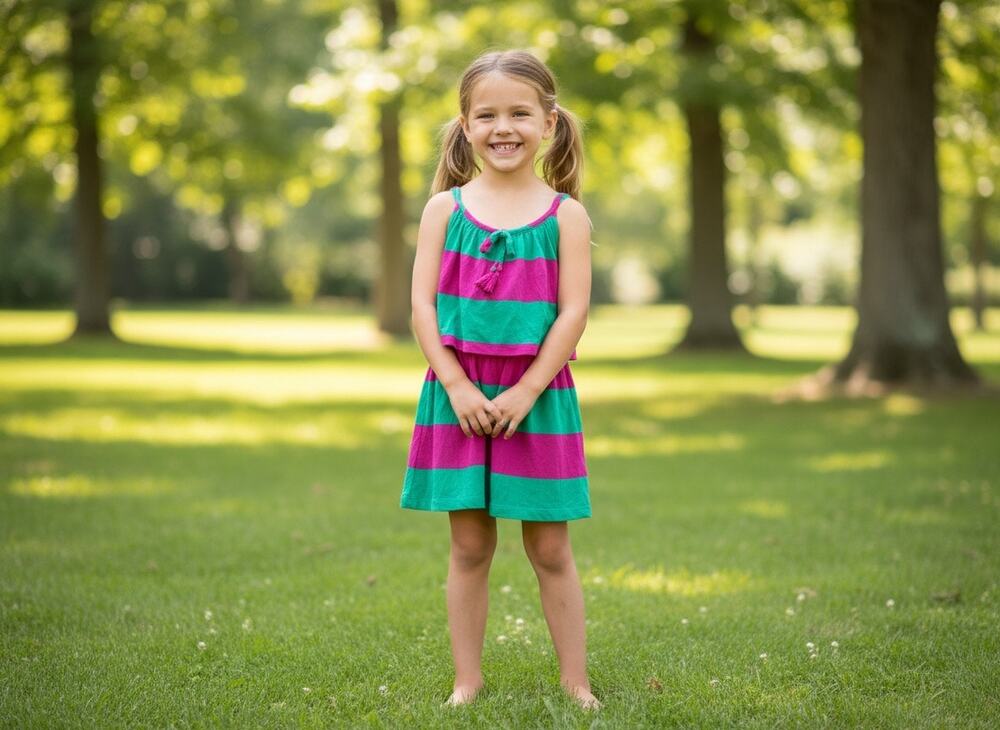 Polo Ralph Lauren Girls 6X Green Pink Stripe Spaghetti Strap Romper Dress